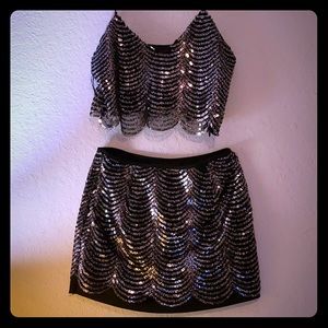 Two Piece SILVER GLITTER SET
